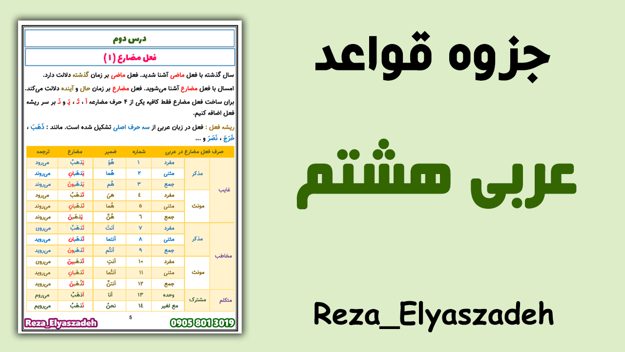 جزوه پی دی اف قواعد عربی هشتم