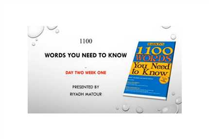 تدریس درس دوم کتاب 1100 واژه(week one day two)